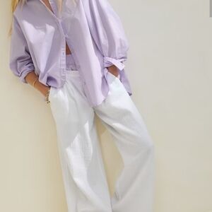 Aerie Good Day Lavender Button Down Shirt